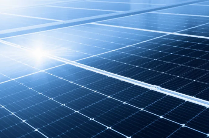 Close view of solar photovoltaic modules